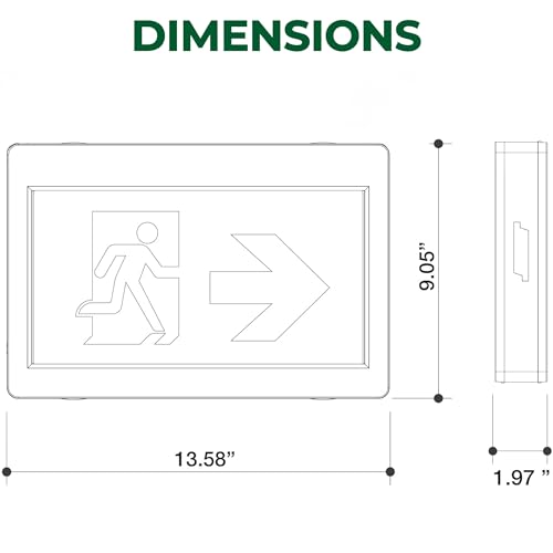 Nothing But LEDs Green Running Man LED Exit Sign with Battery Backup, White | Emergency Exit Light with Double Face, Commercial Grade, 120/347V, Hardwired Exit Lights for Business Indoor, UL, 6-Pack - size: Pack of 6