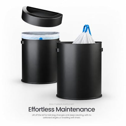 Home Zone Living 18 Gallon Commercial Trash Can with Semi-Round Flat Back - color: Matte Black, size: D-Shaped