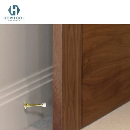Door Stops 3 Inch Rigid Wall Mounted with Rubber Tip Champagne Brass, 5 Pack | HOWTOOL - color: Champagne Brass
