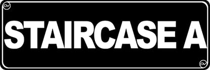 Floor Sign for Door, Acrylic Plastic, Black and White, Rounded Corners, Durable, Long Lasting with Double Sided Tape in the Back - 3" x 9" (Staircase A) - style: Staircase A