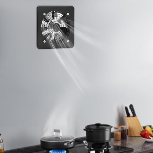 DNYSYSJ 10 Inch Through Wall Exhaust Fan, 110V 100W 2600RPM, 10” Exhaust Fan 7-Blade High Flow Dust Evacuation Fan for Kitchen Warehouse and Workshop, Black - color: Black,10 in
