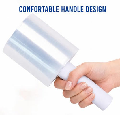 Polysells 2 Pack 5" x 1200ft MIni Roll Stretch Film with Handle, 80 Gauge Clear Moving & Packing Plastic Wrap for Boxes, Luggage, Bundling & Storage