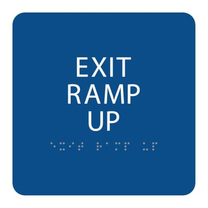 Alpha Dog Exit Ramp Up Sign, 6x6 ADA Braille Sign, Blue - color: Blue, size: Exit Ramp Up