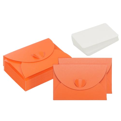 PATIKIL Gift Cards Envelopes (4.1"x 2.8",Orange Red) Mini Heart Clasp 12PCS - color: Orange Red