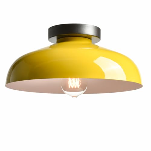 DIRYZON Industrial Yellow Semi Flush Mount Ceiling Light, 12-Inch - color: Yellow