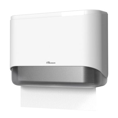 Commercial Paper Towel Dispenser Wall Mount C-Fold Multifold Trifold Hand Towels Dispenser for Bathroom, Two Key Lock Design No-Drilling Adhesive & Screws Included, ABS Built, White-PN6012 - color: White-pn6012