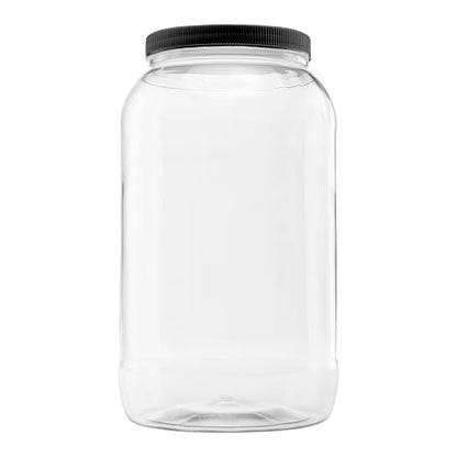 1 Pack - 128 oz (1 Gallon) Plastic Storage Jars with 110-400 Leak Proof Black Lids, Food Grade, BPA Free, Hand Wash Only (128oz, BLK, 1PK) - size: 1pk - 128oz, Black Lid