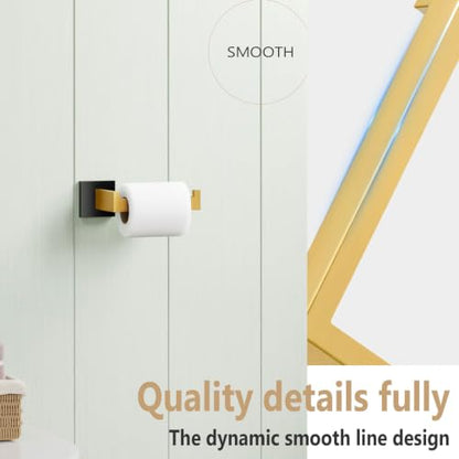 KOKOSIRI Toilet Paper Holders Wall Mounted Toilet Roll Holder for Bathrooms Hardware Washroom T-304 Stainless Steel, Matte Black and Gold B2003GDK - color: Black Gold, size: Without Shelf(1 Pack)
