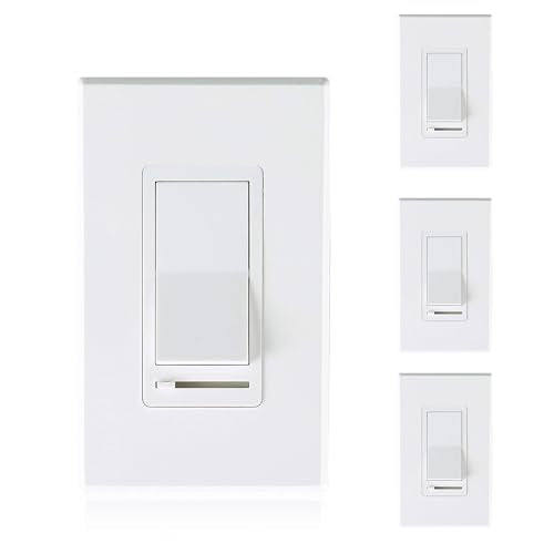 CLOUDY BAY in Wall Dimmer Switch for LED Light/CFL/Incandescent,3-Way Single Pole Dimmable Slide, 600W max Incandescent,150W max Dimmable LED/CFL, Cover Plate Included, Pack of 4 - size: 4-Pack | Ivory