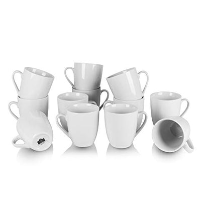 10 Strawberry Street Catering Ceramic 12 oz Coffee Mugs, Round, Set of 12, White - Coffee Cups for Coffee, Tea, Latte and Hot Beverages for Everyday Use, Microwave and Dishwasher Safe - size: 12 Oz. Mug, style: Round