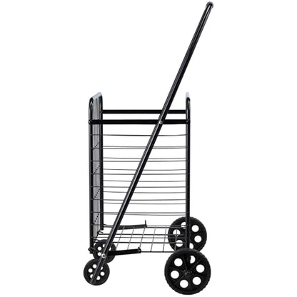 VEVOR Shopping Cart, Folding Grocery Utility Cart with Swivel Wheels, 90 LBS Large Load Capacity, Heavy Duty Rolling Laundry Basket Butler for Laundry, Shopping, Camping, Grocery, Luggage, Black - size: Small