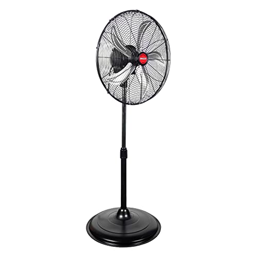 OEMTOOLS OEM24871 20" Oscillating Pedestal Fan, Adjustable Height for Garage, Shop, Gym, Warehouse 4500 CFM Airflow, 3-Speed Enclosed Motor, 5 Aluminum Blades, Dust-Resistant Industrial Purpose - size: 20 Inch