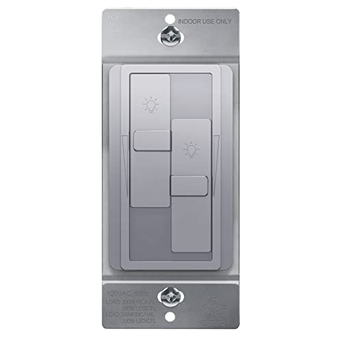 TOPGREENER Dual Load LED Dimmer Switch, Single Pole, Silver, 1 Pack - color: Silver, size: Dual Dimmer Switch