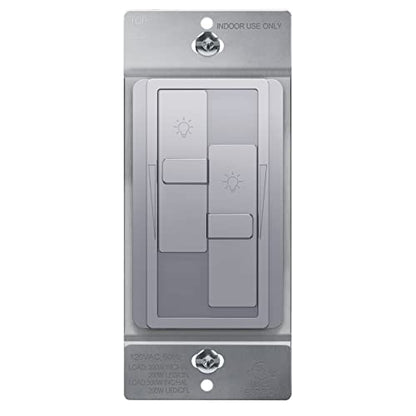 TOPGREENER Dual Load LED Dimmer Switch, Single Pole, Silver, 1 Pack - color: Silver, size: Dual Dimmer Switch