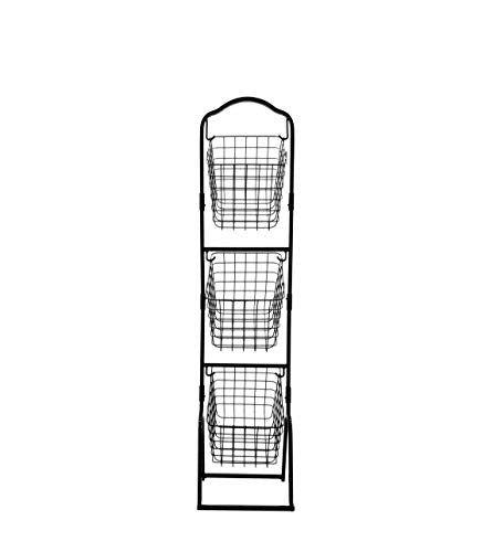 FixtureDisplays® 11 X 11 X 47.6" Black 3-Tier Metal Market Basket Floor Display Rack for Home, Kitchen, and Retail Grocery Stores 16787NEW-NPF
