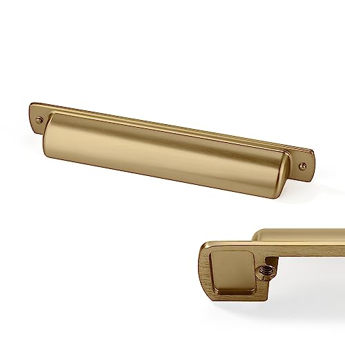 6 Pack Cup Pulls 5"(128mm) Center to Center Drawer Pulls Champagne Bronze Cabinet Cup Pulls Kitchen Cabinet Hardware Satin Brass Cabinet Handles Bin Cup Drawer Handles Gold Knobs. - color: Champagne Bronze, size: 5"(128mm) hole center, style: Quantity:6