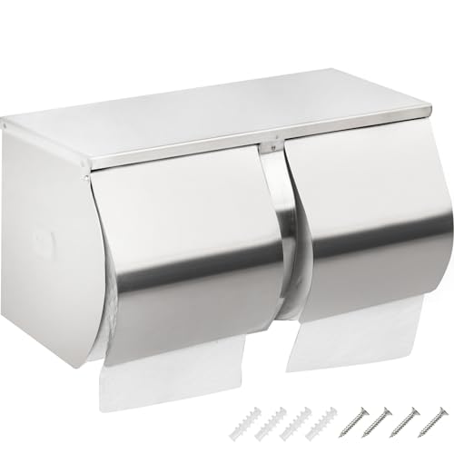 Desyeryamimi Double Roll Toilet Paper Holder Dispenser with Shelf Storage