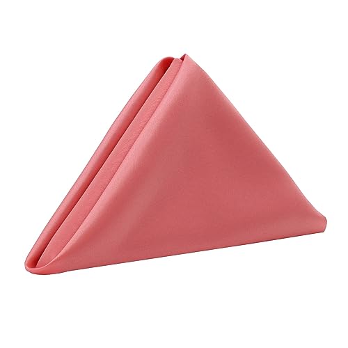 Your Chair Covers - 10 Pack 20 Inch L'Amour Satin Napkins Coral, Oversized, Double Folded and Hemmed Table Napkins for Restaurant, Bistro, Wedding, Thanksgiving and Christmas - color: Coral
