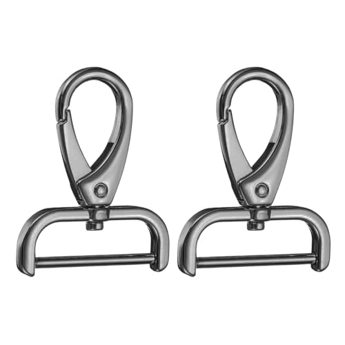 HARFINGTON 2Pcs Detachable Snap Hook Swivel Clasp 1 1/4" D Ring with Swivel Lobster Claw Clasps Hook for Purse Strap Keychain Bag DIY Craft, Gunmetal - color: Gunmetal, size: 1 1/4"