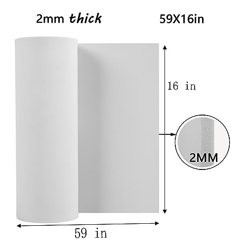 AMZQNART 2mm EVA Foam Sheets Rolls for Crafts White Cosplay Foam 16x59in - color: 16×59in White, size: 2mm-Thick