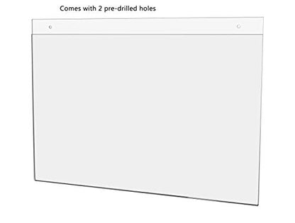 10 Pack Wall Sign Holder 17" x 11" Horizontal with 2 Predrilled Holes and Hanging Hardware for Permits and Project Information on Construction Sites Retail Stores Clear Acrylic by Marketing Holders - size: 17" w x 11" h