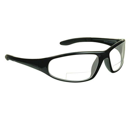 proSPORT Bifocal Safety Glasses ANSI Z87 Black Frame Clear Lens Safety Reading Glasses Men Women Industrial Work Protection - color: Clear - 1 Pair