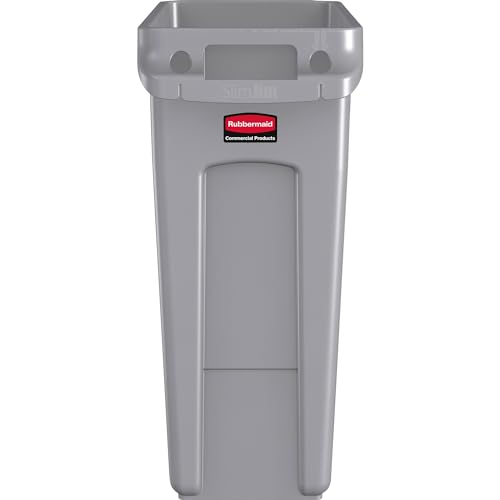 Rubbermaid Commercial Products Slim Jim Can, Gray, 16-Gal, Pack of 4 - color: Gray, size: 16 Gal