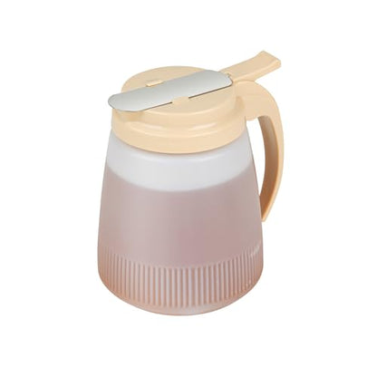 Restaurantware-Chef 101 32 Ounce All Purpose Syrup Dispenser, 1 Honey Dispenser - Beige Top, Stainless Steel Slide Cover, Plastic Pancake Syrup Bottle, Perfect For Diners, Restaurants, Home - color: Beige, size: 32 Ounces, style: 1 Count