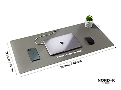 Nordik Leather Desk Mat - Alaskan Gray - Large Leather Desk Pad 35x17 in - color: Alaskan Gray