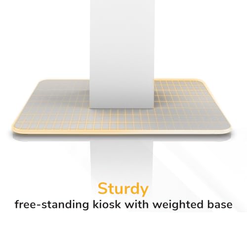 Mount-It! POS Kiosk Floor Stand for Monitors, Fits 15–22" Screens up to 22 lbs, VESA 75x75 & 100x100, 30° Tilt, Printer Bay & Payment Terminal Bracket, Self-Service Check-in Kiosk Stand, White