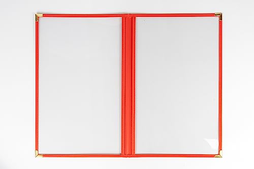 Menu Covers, Double Pages, 8.5" x 14" Legal Size, Red, Pack of 6 - color: Red
