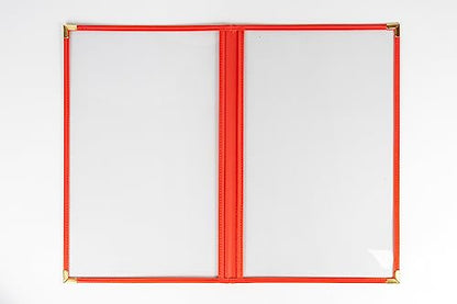 Menu Covers, Double Pages, 8.5" x 14" Legal Size, Red, Pack of 6 - color: Red