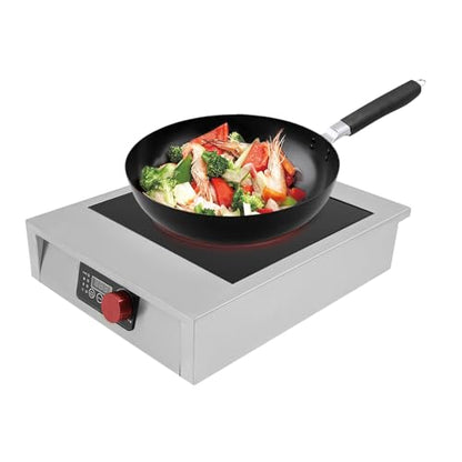 3500W Commercial Induction Cooktop, Stainless Steel Countertop Burner