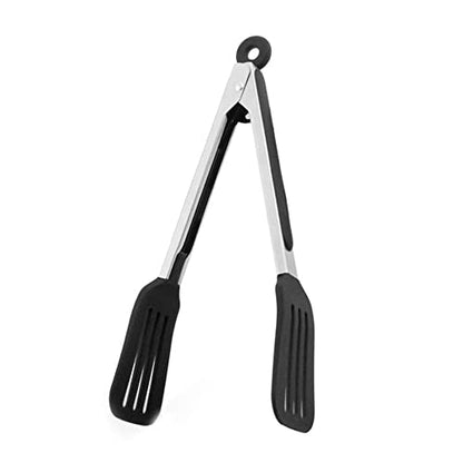 Cooking Tong 9 inches Stainless Steel Kitchen Silicone Serving Tong - color: Black, size: 9 inch