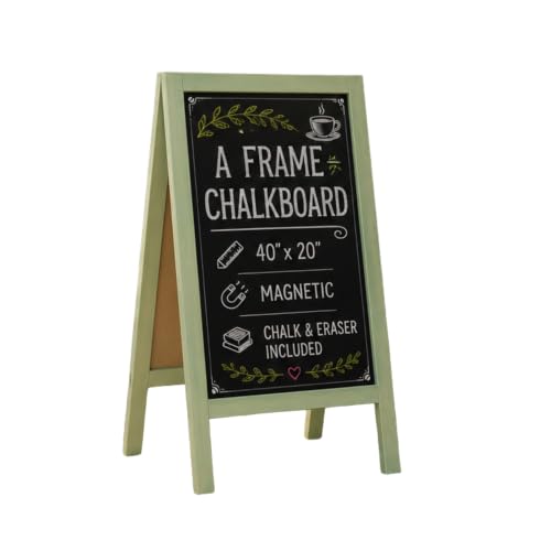 Ilyapa A Frame Chalk Board Easel Sign 40x20 in - Sandwich Signs Outdoor - color: Sage