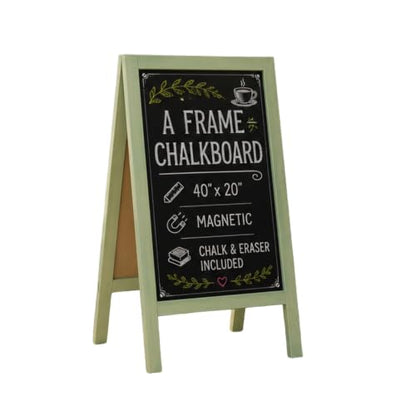 Ilyapa A Frame Chalk Board Easel Sign 40x20 in - Sandwich Signs Outdoor - color: Sage