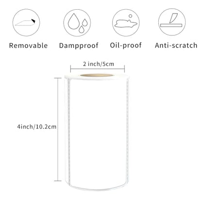 2×4 Inch White Removable Thermal Labels,Waterproof Thermal Label,250 Sheets per Roll with Perforated Lines - color: White, size: 2×4 inch