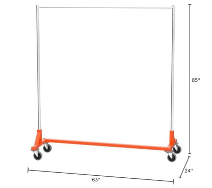 Only Hangers Commercial Grade Rolling Z Rack with Nesting Orange Base