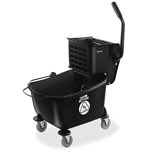 Dryser Commercial Mop Bucket with Side Press Wringer, 26 Quart, Black - color: Black