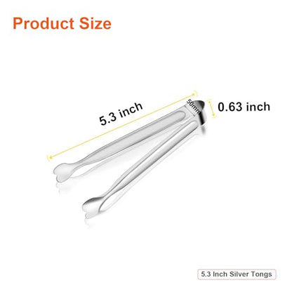 Serving Tongs, Anytrp 12-Packs Stainless Steel Sugar Tong, 5.3inch Small Tongs for Serving Food, Appetizers, Buffets, Coffee Bar, Kitchen, Tea Party, Desserts Party and Ice Bucket - color: Silver, size: 5.3inch-12pcs