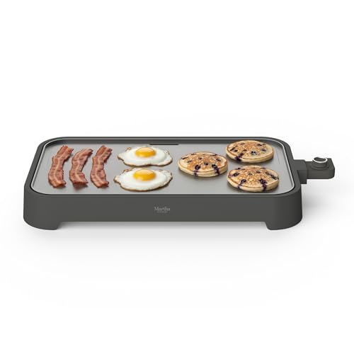 Martha Stewart 12"x 22" XL Electric Griddle, Ceramic Nonstick Flat Top - color: Caviar Gray