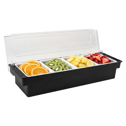 Ice Chilled Condiment Caddy with 4 Removable Trays and Lids - size: 4-Compartment Condiment Holder