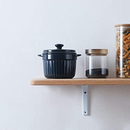 ONTUBE Ceramic Bacon Grease Container Keeper with Strainer 17oz, Navy - color: Navy
