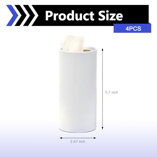 4 PCS Car Tissue Holder, Car Cup Holder Cylindrical Box, Convenient Refillable Automotive Travel Tissue Tube with 120 Sheets Facial Tissues, Universal for Most Cars (White) - color: White