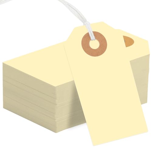 150PCS Blank Shipping Tag, 2 3/4 x 1 3/8 inches Manila Label Tags (Yellow) - color: Yellow
