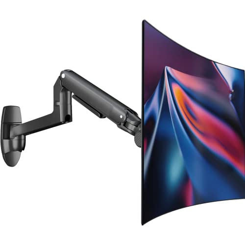 Ergounion Monitor Wall Mount for Flat or Curved Screens up to 38" Within 25 lbs, Full Motion Adjustable Monitor Arm Wall Mount with Cable Management, VESA 75x75/100x100mm, Black - color: Black, size: Single