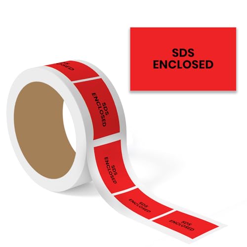 StickerJet SDS Enclosed Labels 3"x5" – 500 Pcs Adhesive Roll for Shipping, Packing, Warehousing & Handling Instructions﻿– Easy Peel & Stick Warning Stickers – Made in USA - color: Sds Enclosed