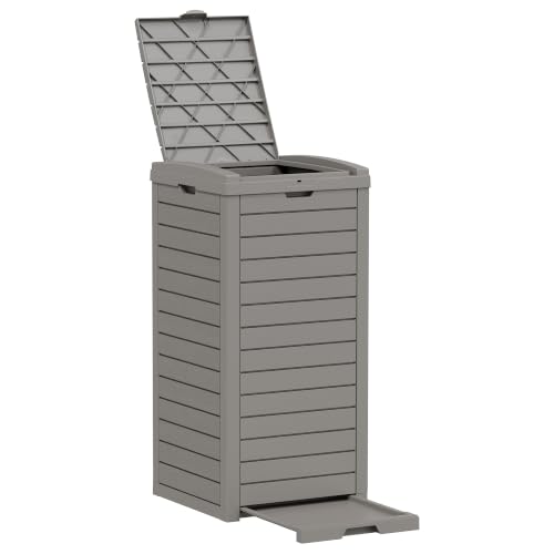 Fancyango Resin Outdoor Trash Can with Lid, 31 Gallon, Dark Gray - color: Dark Gray, size: 31 Gallon