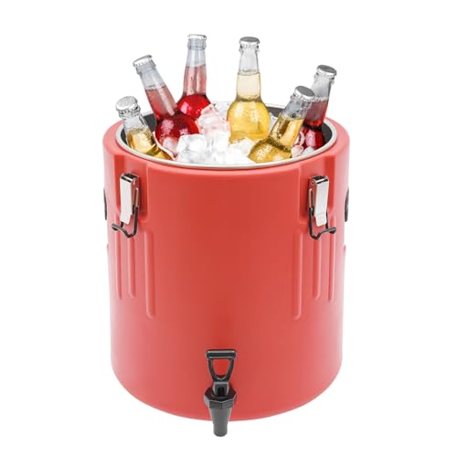 Stainless Steel Insulated Container with Faucet, Portable Beverage Cooler with Locking Clips, 10Gal Large Capacity Insulation Drinking Warmer Bucket for Home, Restaurants (10.57Gal) - size: 10.57Gal
