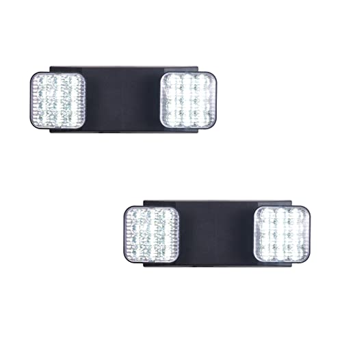 TANLUX LED Emergency Lights with Battery Backup, Two Head Adjustable Commercial Emergency Lights, UL Listed, AC 120/277V, Hardwired Emergency Exit Light Fixtures for Business - 2 Pack(Black) - color: Black, size: 2 Pack